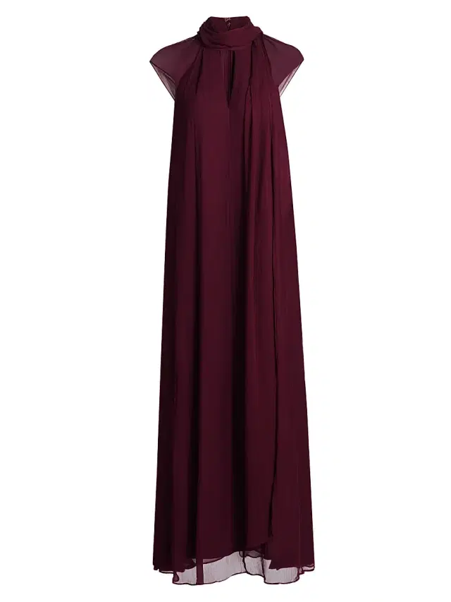 Staud Women's Camilla Crinkle Chiffon Maxi Dress - Syrah