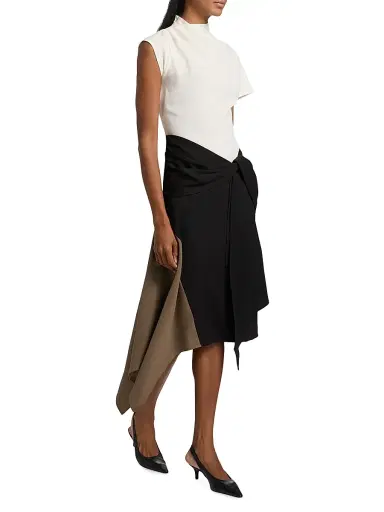 Staud Women's Davina Asymmetric Midi-Dress - Black Multi - Size 6 | Thumbnail 4 Staud Women's Davina Asymmetric Midi-Dress - Black Multi - Size 6 | Thumbnail 4