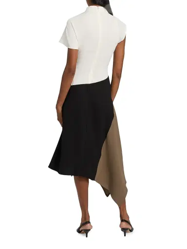 Staud Women's Davina Asymmetric Midi-Dress - Black Multi - Size 6 | Thumbnail 5 Staud Women's Davina Asymmetric Midi-Dress - Black Multi - Size 6 | Thumbnail 5