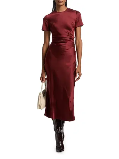 Staud Women's Marcel Silk Midi-Dress - Sangria - Size 10 | Thumbnail 2 Staud Women's Marcel Silk Midi-Dress - Sangria - Size 10 | Thumbnail 2
