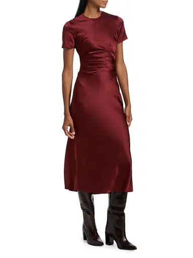 Staud Women's Marcel Silk Midi-Dress - Sangria - Size 10 | Thumbnail 4 Staud Women's Marcel Silk Midi-Dress - Sangria - Size 10 | Thumbnail 4