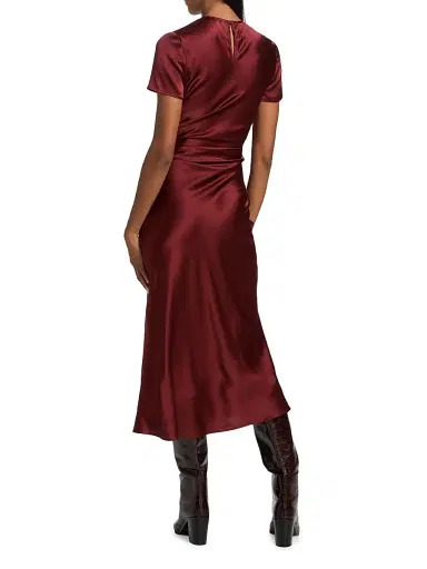 Staud Women's Marcel Silk Midi-Dress - Sangria - Size 10 | Thumbnail 5 Staud Women's Marcel Silk Midi-Dress - Sangria - Size 10 | Thumbnail 5