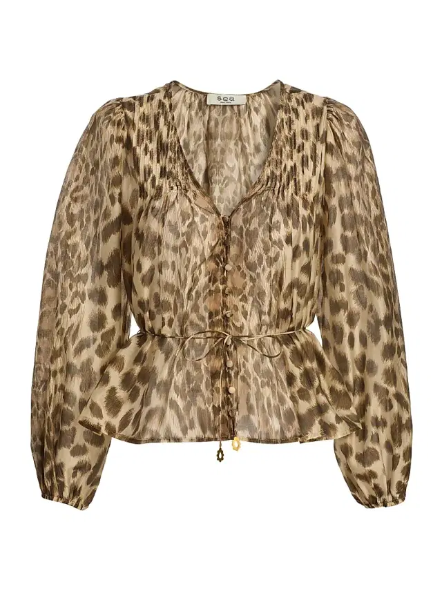Women's Claude Leopard-Print Blouse - Cream