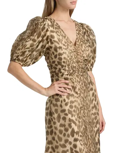 Sea Women's Claude Leopard-Print Puff-Sleeve Midi-Dress - Cream - Size 14 | Thumbnail 6 Sea Women's Claude Leopard-Print Puff-Sleeve Midi-Dress - Cream - Size 14 | Thumbnail 6