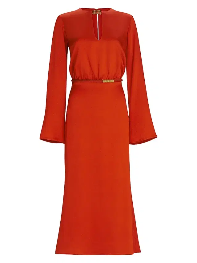 Silvia Tcherassi Women's Pesaro Cut-Out Satin Midi-Dress - Terracotta