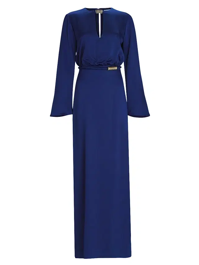 Silvia Tcherassi Women's Cassy Hammered Satin Maxi Dress - Navy