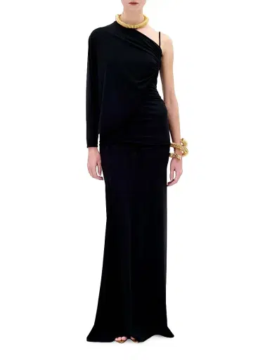 Silvia Tcherassi Women's Shiri Jersey One-Shoulder Gown - Black - Size Large | Thumbnail 2