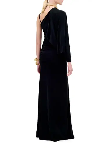 Silvia Tcherassi Women's Shiri Jersey One-Shoulder Gown - Black - Size Large | Thumbnail 3