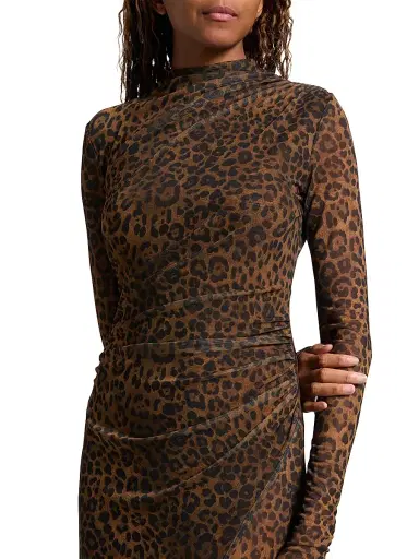 Lapointe Women's Leopard Printed Mesh Draped Midi-Dress - Leopard - Size XL | Thumbnail 6 Lapointe Women's Leopard Printed Mesh Draped Midi-Dress - Leopard - Size XL | Thumbnail 6