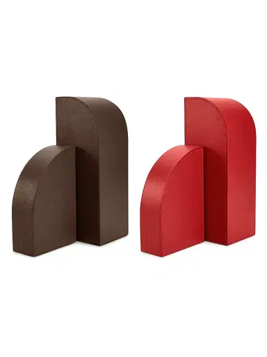 ASSOULINE Library Cubist Leather Bookends - Brown | Thumbnail 7