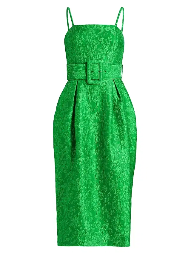 Rosie Assoulin Women's Artichoke Belted Cocktail Dress - Emerald