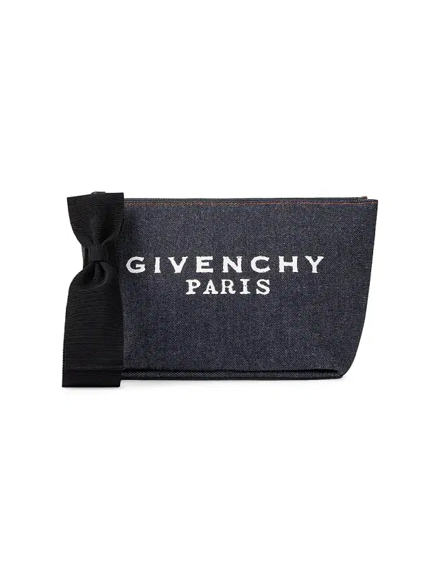 Women's Small Pouch in Denim with Bow - Indigo Blue