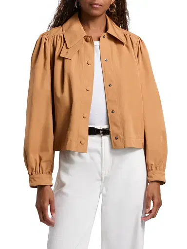 Ba&sh Women's Icon Cotton-Blend Jacket - Camel - Size Medium | Thumbnail 3 Ba&sh Women's Icon Cotton-Blend Jacket - Camel - Size Medium | Thumbnail 3