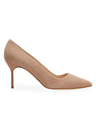 Manolo Blahnik Women's BB 70MM Suede Point Toe Pumps - Beige | Thumbnail 1 Manolo Blahnik Women's BB 70MM Suede Point Toe Pumps - Beige | Thumbnail 1