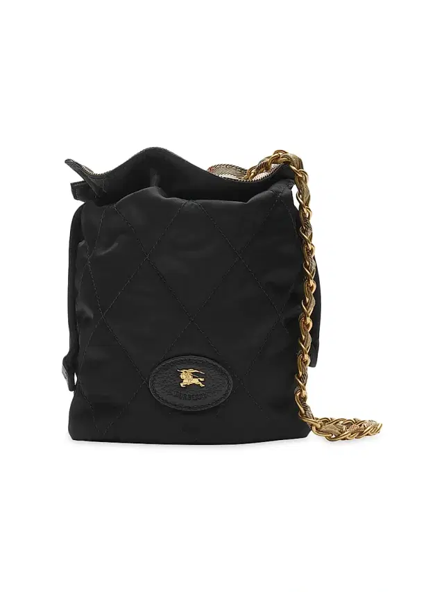 Women's Quilted Bucket Bag - Black