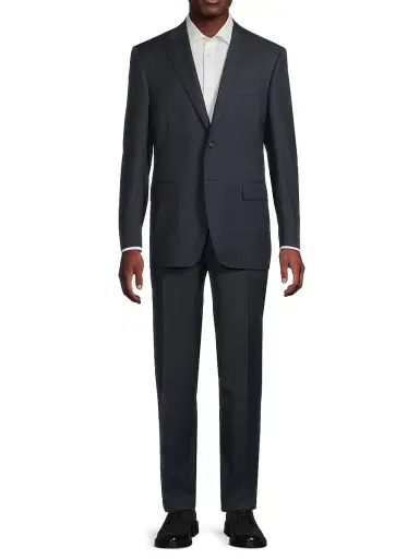 Canali Men's Siena Two-Button Wool Regular-Fit Suit - Dark Blue - Size 38 | Thumbnail 3