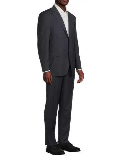 Canali Men's Siena Two-Button Wool Regular-Fit Suit - Dark Blue - Size 38 | Thumbnail 4