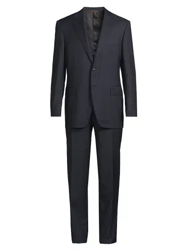 Canali Men's Siena Two-Button Wool Regular-Fit Suit - Dark Blue - Size 38 | Thumbnail 1