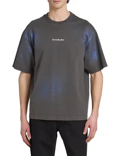 Acne Studios Men's Exford Foil Stamp Cotton T-Shirt - Blue Khaki | Thumbnail 3 Acne Studios Men's Exford Foil Stamp Cotton T-Shirt - Blue Khaki | Thumbnail 3