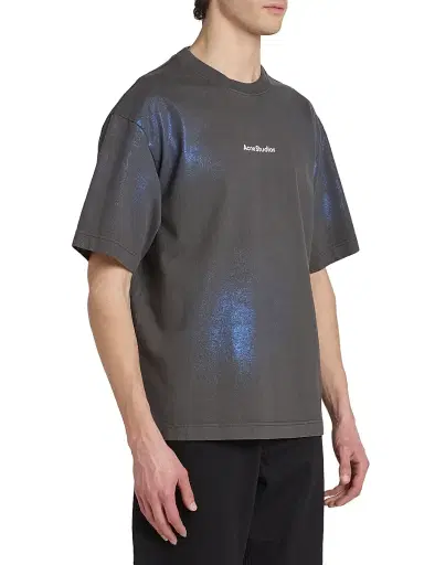 Acne Studios Men's Exford Foil Stamp Cotton T-Shirt - Blue Khaki | Thumbnail 4 Acne Studios Men's Exford Foil Stamp Cotton T-Shirt - Blue Khaki | Thumbnail 4