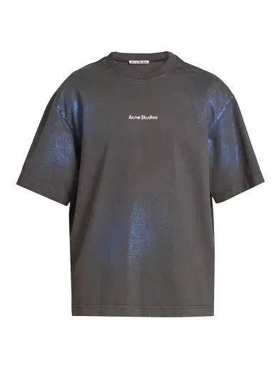 Acne Studios Men's Exford Foil Stamp Cotton T-Shirt - Blue Khaki | Thumbnail 1 Acne Studios Men's Exford Foil Stamp Cotton T-Shirt - Blue Khaki | Thumbnail 1