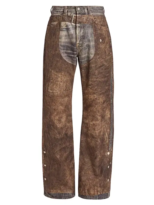 Men's Trompe L'Oeil Cotton Chaps Jeans - Blue Brown