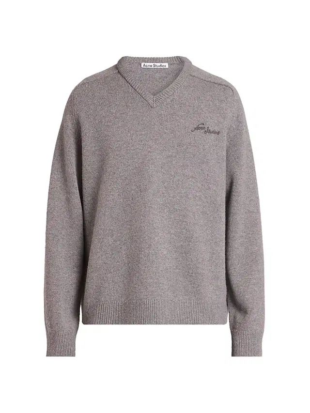 Men's Kaybe Richard Logo-Embroidered Wool Sweater - Dark Grey Melange