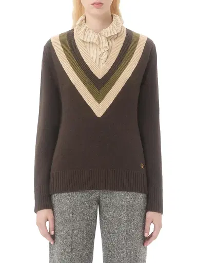 Valentino Garavani Women's Wool Sweater - Dark Fudge Beige | Thumbnail 2 Valentino Garavani Women's Wool Sweater - Dark Fudge Beige | Thumbnail 2