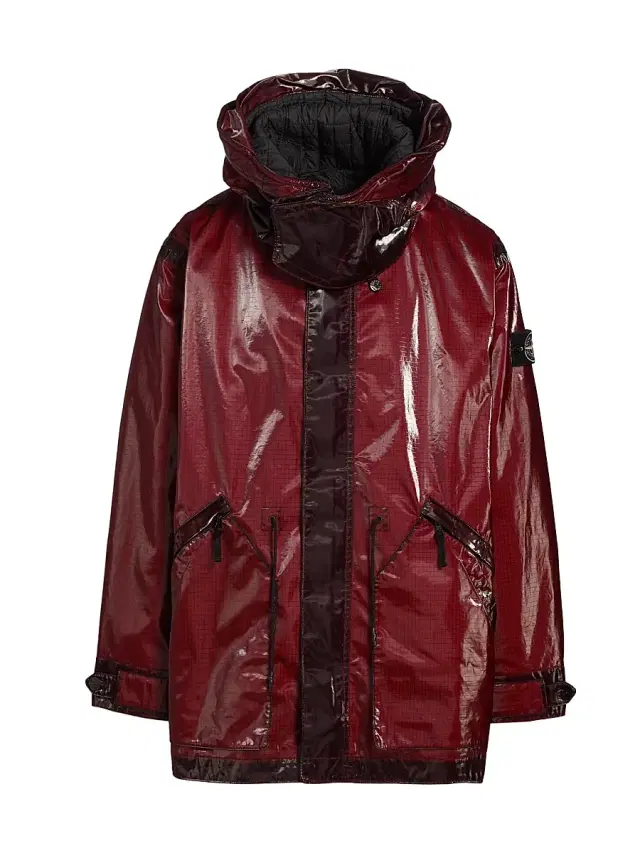 Men's Short Parka Coat - Burgundy
