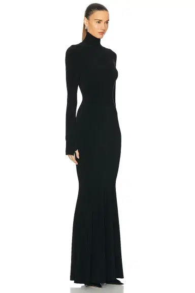 Norma Kamali Long Sleeve Turtle Fishtail Gown | Thumbnail 2 Norma Kamali Long Sleeve Turtle Fishtail Gown | Thumbnail 2
