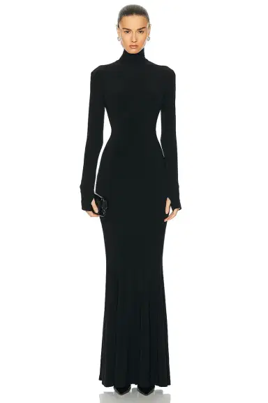 Norma Kamali Long Sleeve Turtle Fishtail Gown | Thumbnail 1 Norma Kamali Long Sleeve Turtle Fishtail Gown | Thumbnail 1