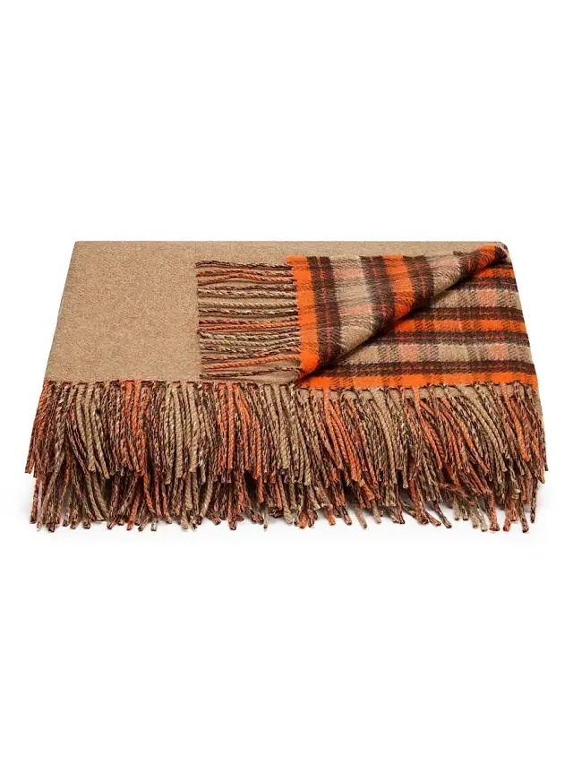 LOEWE Anagram Wool-Cashmere Blanket - Beige Orange