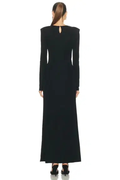 AREA Draped Long Sleeve Gown | Thumbnail 4 AREA Draped Long Sleeve Gown | Thumbnail 4