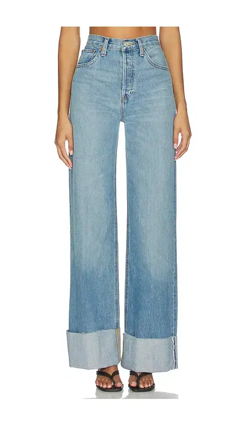 RE/DONE High Rise Wide Leg Cuff Jeans