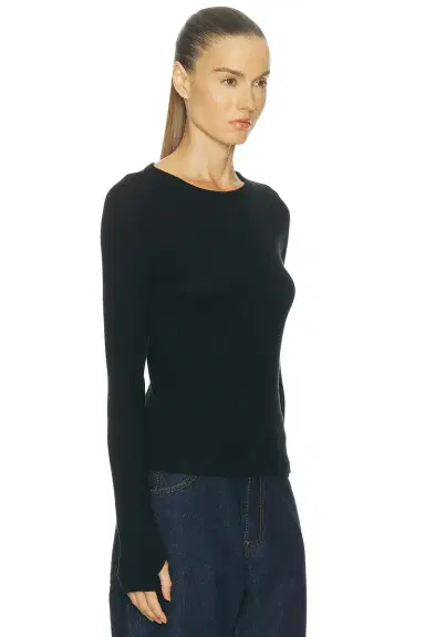 Enza Costa Cashmere New Classic Long Sleeve Crewneck Top | Thumbnail 2 Enza Costa Cashmere New Classic Long Sleeve Crewneck Top | Thumbnail 2