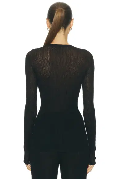 Skims Sheer Knit Long Sleeve Henley Top | Thumbnail 3 Skims Sheer Knit Long Sleeve Henley Top | Thumbnail 3