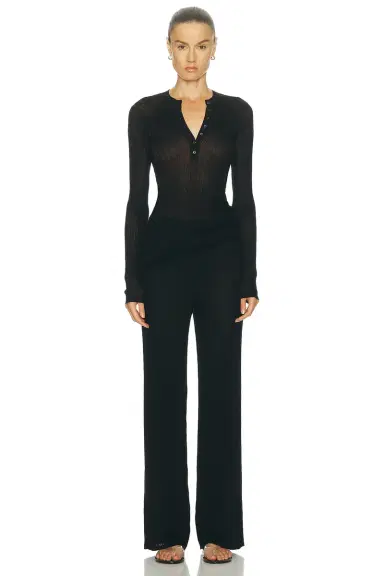 Skims Sheer Knit Long Sleeve Henley Top | Thumbnail 4 Skims Sheer Knit Long Sleeve Henley Top | Thumbnail 4