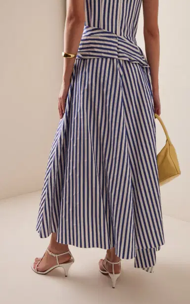 Rosie Assoulin Draped Striped Midi Skirt | Thumbnail 4