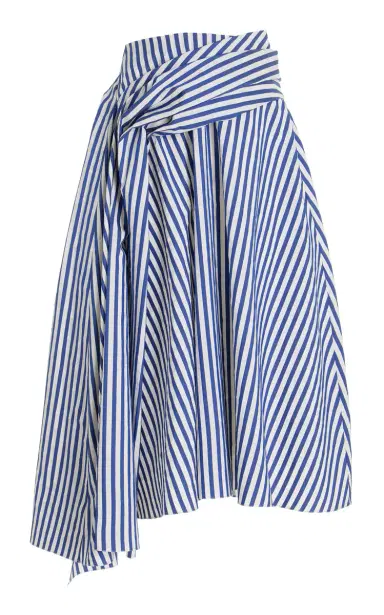 Rosie Assoulin Draped Striped Midi Skirt | Thumbnail 1