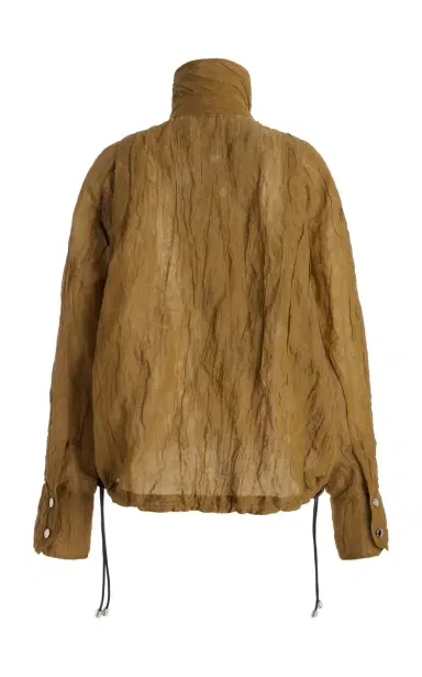 Brandon Maxwell The Harper Metallic Organza Balloon Jacket - Tan | Thumbnail 11