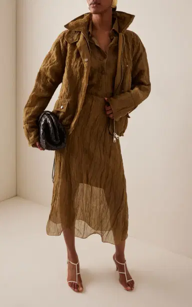 Brandon Maxwell The Harper Metallic Organza Balloon Jacket - Tan | Thumbnail 15