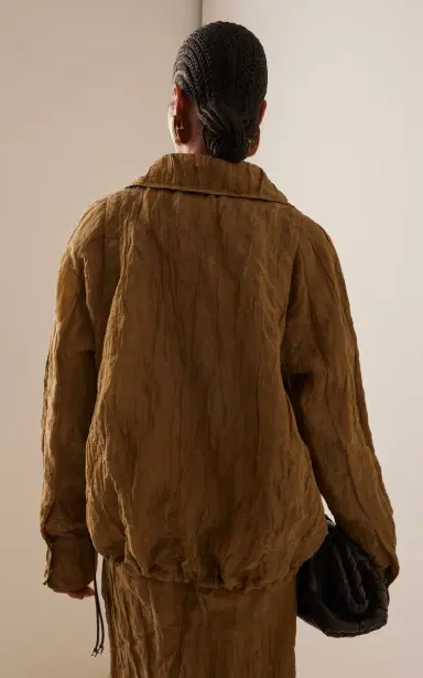 Brandon Maxwell The Harper Metallic Organza Balloon Jacket - Tan | Thumbnail 4