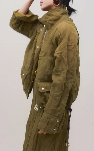 Brandon Maxwell The Harper Metallic Organza Balloon Jacket - Tan | Thumbnail 6
