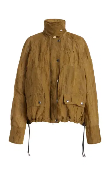 Brandon Maxwell The Harper Metallic Organza Balloon Jacket - Tan | Thumbnail 1