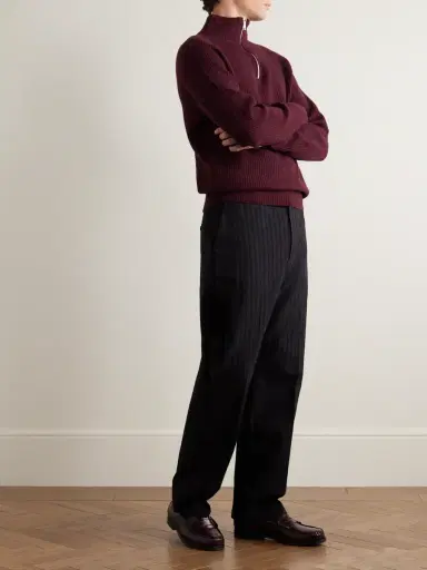John Smedley Ryker Ribbed Recycled-Cashmere and Wool-Blend Half-Zip Sweater - Men | Thumbnail 2 John Smedley Ryker Ribbed Recycled-Cashmere and Wool-Blend Half-Zip Sweater - Men | Thumbnail 2
