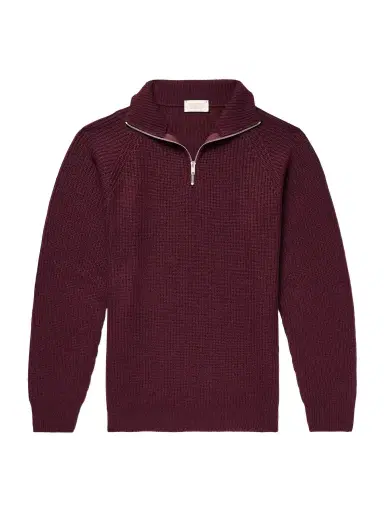John Smedley Ryker Ribbed Recycled-Cashmere and Wool-Blend Half-Zip Sweater - Men | Thumbnail 1 John Smedley Ryker Ribbed Recycled-Cashmere and Wool-Blend Half-Zip Sweater - Men | Thumbnail 1