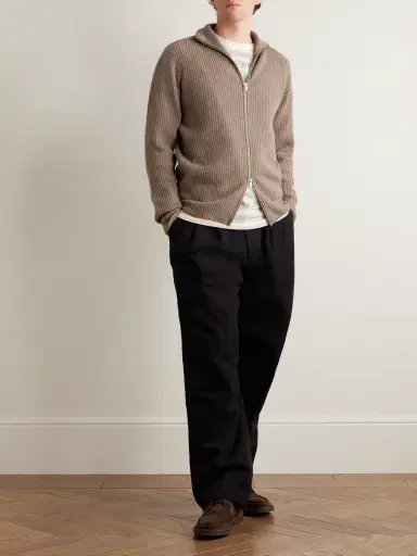 John Smedley Mallam Ribbed Recycled-Cashmere and Merino Wool-Blend Zip-Up Cardigan - Men | Thumbnail 2 John Smedley Mallam Ribbed Recycled-Cashmere and Merino Wool-Blend Zip-Up Cardigan - Men | Thumbnail 2