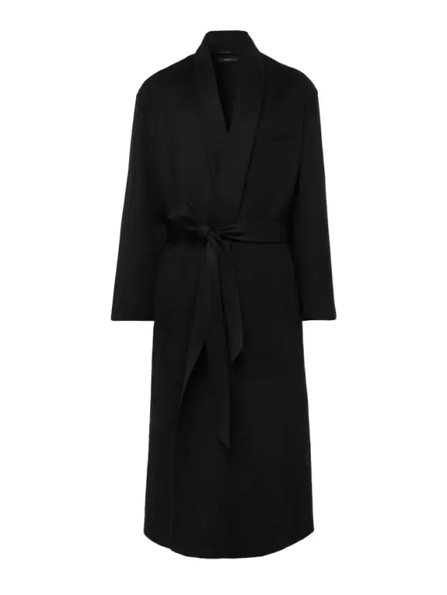 Oversized Shawl-Collar Belted Wool and Silk-Blend Felt Coat - Men