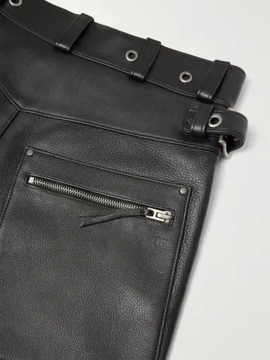 Tom Ford Straight-Leg Eyelet-Embellished Paneled Full-Grain Leather Trousers - Men | Thumbnail 5