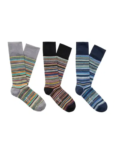 Paul Smith Three-Pack Striped Cotton-Blend Socks - Men | Thumbnail 1 Paul Smith Three-Pack Striped Cotton-Blend Socks - Men | Thumbnail 1